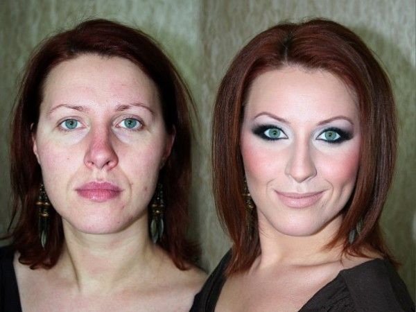 Correction of the big nose with makeup